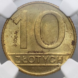 PRL, 10 zlotys 1989, PRÓBA, laiton