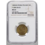 PRL, 10 zlotys 1989, PRÓBA, laiton