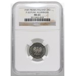 People's Republic of Poland, 20 groszy, 1949, TRIAL, aluminum, intaglio inscription, extremely rare
