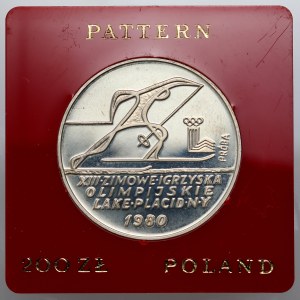 Polská lidová republika, 200 zlatých 1980, olympijské hry v Lake Placid, bez pochodně, SAMPLE, stříbrná