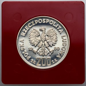 Polská lidová republika, 200 zlatých 1980, olympijské hry v Lake Placid, bez pochodně, SAMPLE, stříbrná