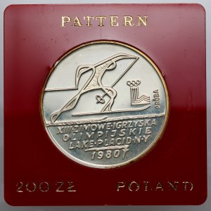 People's Republic of Poland, 200 zlotych 1980, Lake Placid Olympic Games, with torch, SAMPLE, silver