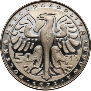 Polská lidová republika, 50 zlotých 1972, Fryderyk Chopin, PRÓBA, stříbro