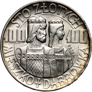 Polská lidová republika, 100 zlotých 1966, Mieszko a Dąbrówka, PRÓBA, stříbro