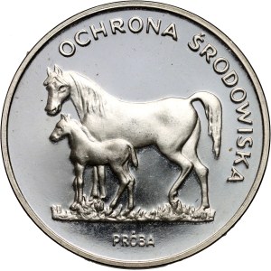 PRL, 100 zloty 1981, Protezione dell'ambiente - Cavalli, argento