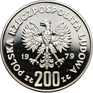 People's Republic of Poland, 200 zlotych 1979, Mieszko I - half figure, PRÓBA, silver