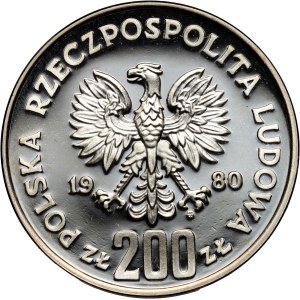 People's Republic of Poland, 200 zlotych 1980, Boleslaw I the Brave - half figure, SAMPLE, silver