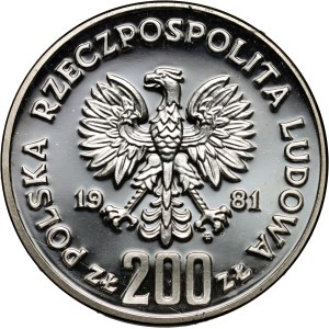 PRL, 200 złotych 1981, Władysław I Herman - półpostać, PRÓBA, srebro
