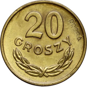 PRL, 20 groszy 1949, SAMPLE, brass