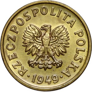 PRL, 20 groszy 1949, SAMPLE, brass