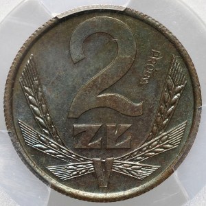 Polská lidová republika, 2 zloté 1988, ZKUSNÁ MINCE, mosaz, velmi vzácná