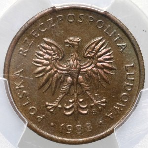 Polská lidová republika, 2 zloté 1988, ZKUSNÁ MINCE, mosaz, velmi vzácná