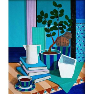 Michal Ostaniewicz, Still life with striped cup, 2026
