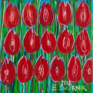 Edward Dwurnik (1943 Radzymin - 2018 Warszawa), Czerwone tulipany, 2018