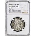 Schweiz - Silbermünze 5 Franken 1936 - Wehranleihe, Pro Patria Armis Tuenda - NGC MS 66 - Switzerland, 5 Francs