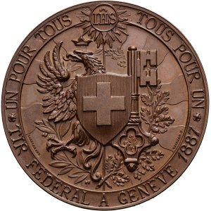 Schweiz - Genève / Genf - Kupfermedaille 1887 - Tir fédéral - Switzerland, Swiss Shooting Medal