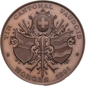 Schweiz - Vaud - Kupfermedaille 1891 - Morges, Tir cantonal vaudois - Switzerland, Swiss Shooting Medal