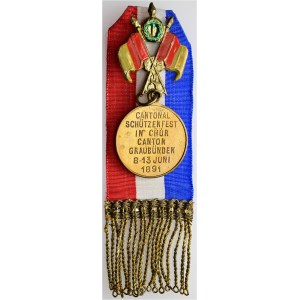 Schweiz - Graubünden - Bronzemedaille 1891 - Chur, Cantonal Schützenfest - Switzerland, Swiss Shooting Medal