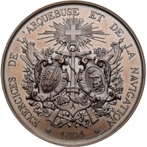 Schweiz - Genève / Genf - Kupfermedaille 1894 - Exercices de l’Arquebuse et de la Navigation - Switzerland, Swiss Shooting Medal