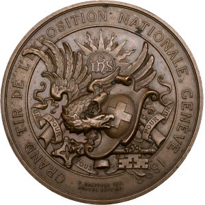 Schweiz - Genève / Genf - Kupfermedaille 1896 - Grand Tir de l’Exposition Nationale - Switzerland, Swiss Shooting Medal
