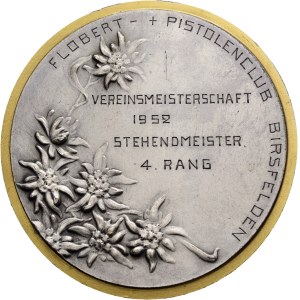 Schweiz - Basel - Versilberte Bronzemedaille 1952 - Birsfelden, Flobert- & Pistolenclub - Switzerland, Swiss Shooting Medal