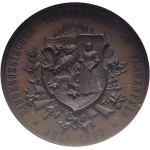 Schweiz - Thurgau - Kupfermedaille 1890 - Frauenfeld, Eidgenössisches Schützenfest - NGC MS 64 BN - Switzerland, Swiss Shooting Medal