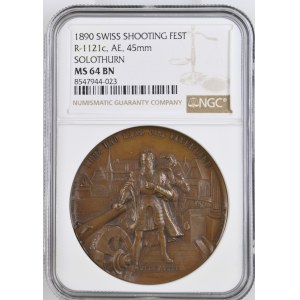 Schweiz - Solothurn - Kupfermedaille 1890 - Kantonalschützenfest - NGC MS 64 BN - Switzerland, Swiss Shooting Medal