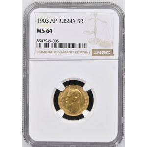 Russland / Russisches Kaiserreich - 5 Rubel 1903 AP - Russia, 5 Roubles - NGC MS 64