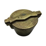 Antique brass bucket weight with eagle punches - 19th century
