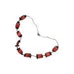 Coral necklace with black spacers Silver 0.925