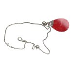 Silver necklace with red stone silver - 0.925