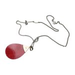 Silver necklace with red stone silver - 0.925