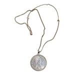 Silver patriotic / vintage pendant with original coin: Maria Teresa 1780 S.F. Thaler (new minting) weight - 43 grams