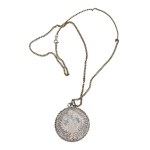 Silver patriotic / vintage pendant with original coin: Maria Teresa 1780 S.F. Thaler (new minting) weight - 43 grams