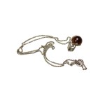 Brown stone ball necklace Silver - 835