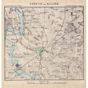 KALISZ. Pomniejszony plan manewrów prusko-rosyjskich w okolicy Kalisza w 1835 r., które odbyły si…
