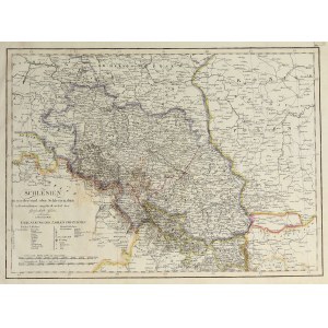 ŚLĄSK, CIESZYN, KRAKÓW. Mapa Śląska z Księstwem Cieszyńskim i Wolnym Miastem Krakowem; wyd. T. Mo…