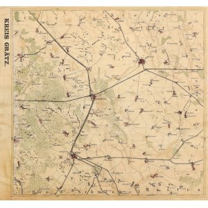 GRODZISK WIELKOPOLSKI. Mapa powiatu grodziskiego; lit. i druk. P. Baron, ok. 1910; niesygn.; lit.…