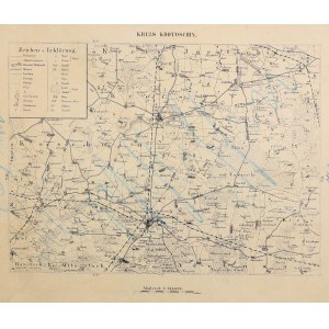KROTOSZYN. Map of Krotoszyn county; lit. and printed. P. Baron, ca. 1890; unsigned; lettered ch.-b., ...