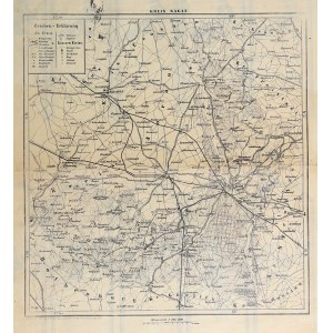 ŻAGAŃ. Map of Żagań county; print. and published by P. Baron and H. Hilscher, Legnica, ca. 1900; litt. cz....