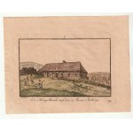KARKONOSZE, KARPACZ. Strzecha Akademicka; obr. a ryt. F.A. Tittel, Kowary, ca. 1828; akv. barva....