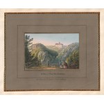 KSIĄŻ, STARY KSIĄŻ, WAŁBRZYCH. Veduta del castello e delle rovine; disegno di E.W. Knippel (1811-1900, da un residente del 1827) di...