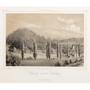 STANISZÓW (Karkonosze district). View of the village with Vitosha Mountain; drawing by F. Koska, Lithographische An...