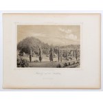 STANISZÓW (Karkonosze district). View of the village with Vitosha Mountain; drawing by F. Koska, Lithographische An...