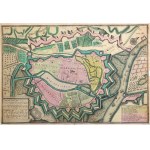 GDANSK. plan of Danzig; issued by M. Seutter, ca. 1735; in the lower part originally a panorama of the city - tut...