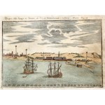 GDANSK, WISŁOUJŚCIE. View of the fortress, city skyline in the background; taken from: P. Massuet, Istoria Della...