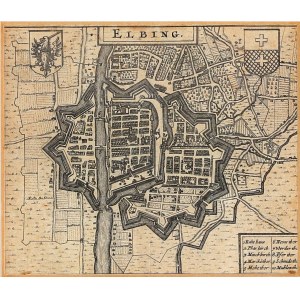 ELBLĄG. City plan; taken from: A. Cellarius, Regni Poloniae Magnique Ducatus Lituaniae [...], Ams...
