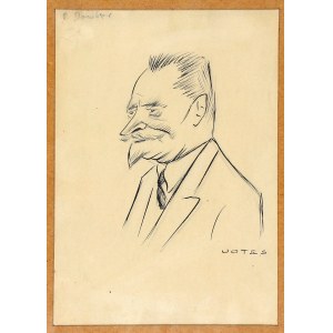 SZWAJCER, Jerzy, pseudonym JOTES (1892–1967). Portrait of P. Dowbor; on the reverse, a typescript with a biographical note…