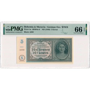 Čechy a Morava – 5 korún ND/1940 * P4a * neperforovaná