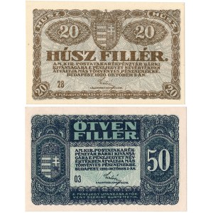 Hungary - 20 + 50 Fillér 1920 * P43 and P44